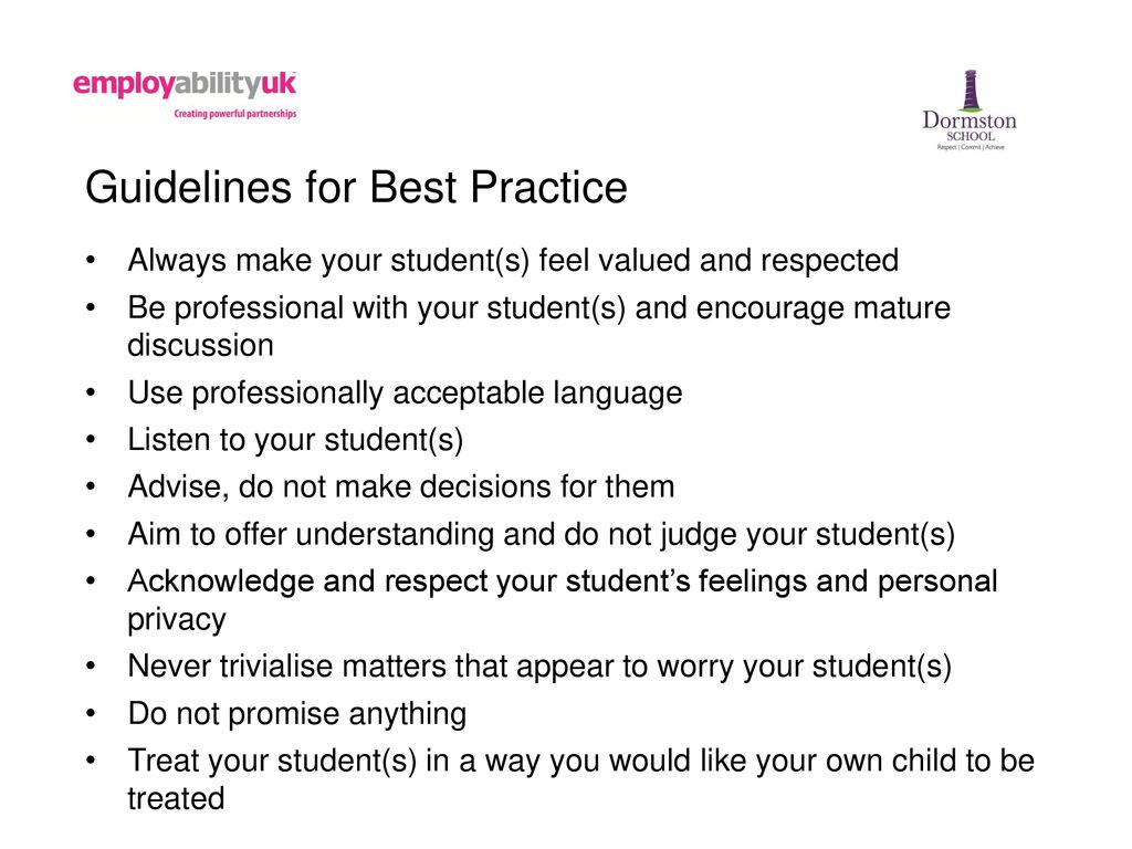 Guidelines for Best Practice