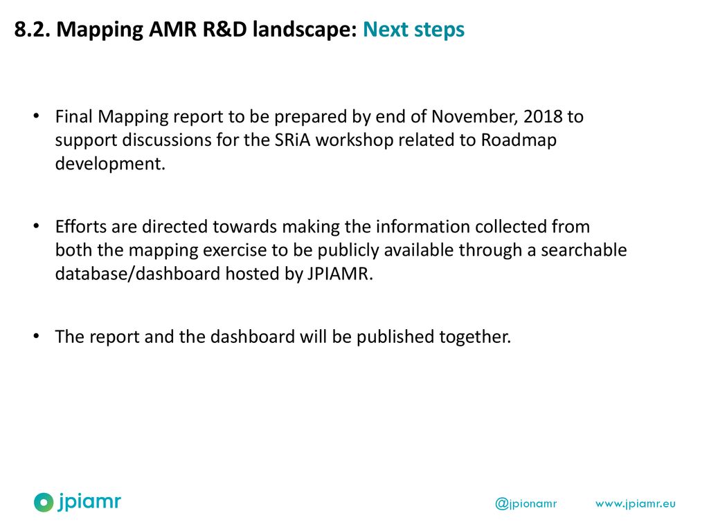 8.2. Mapping AMR R&D landscape: Next steps