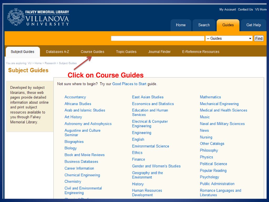 Click on Course Guides