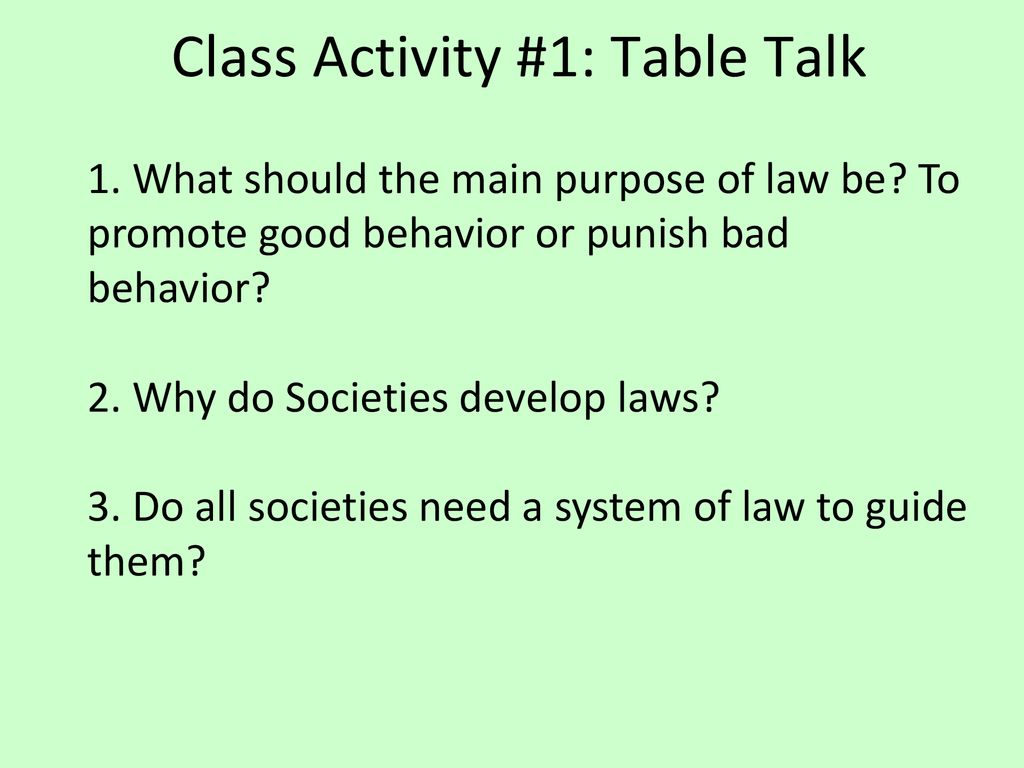 Class Activity #1: Table Talk
