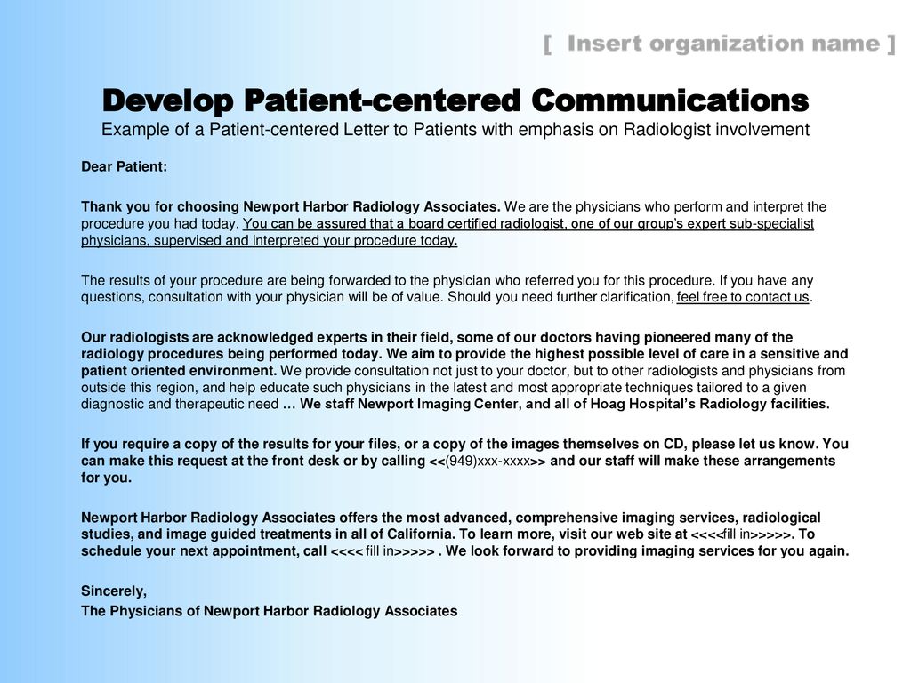 Develop Patient-centered Communications
