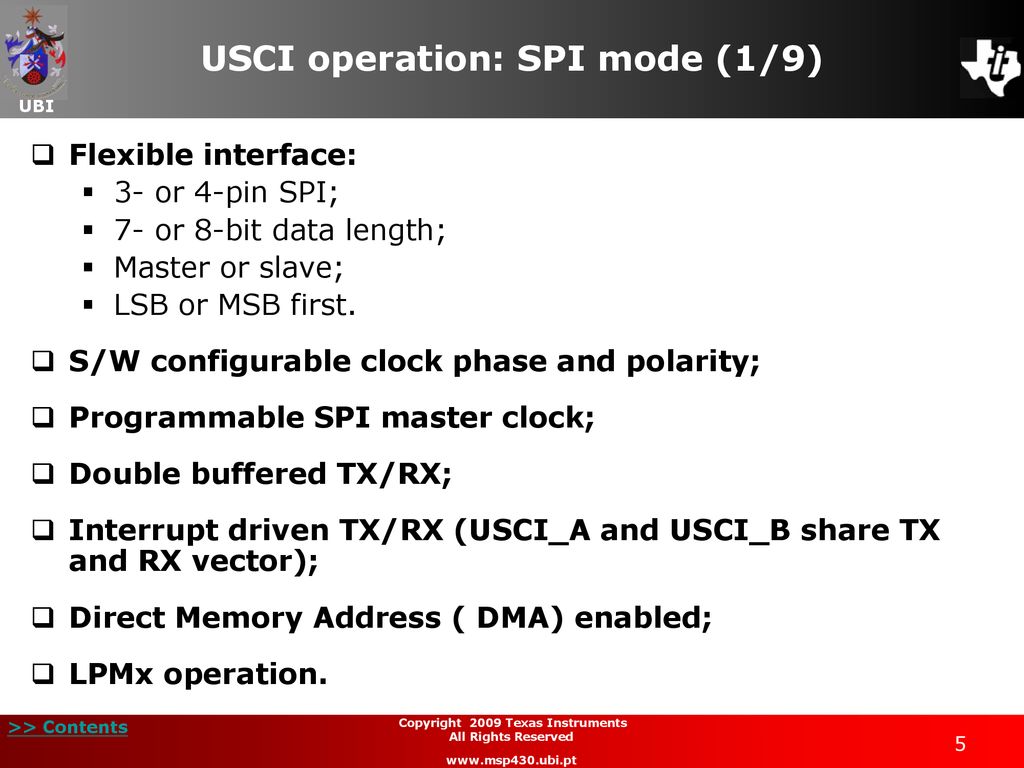 USCI operation: SPI mode (1/9)