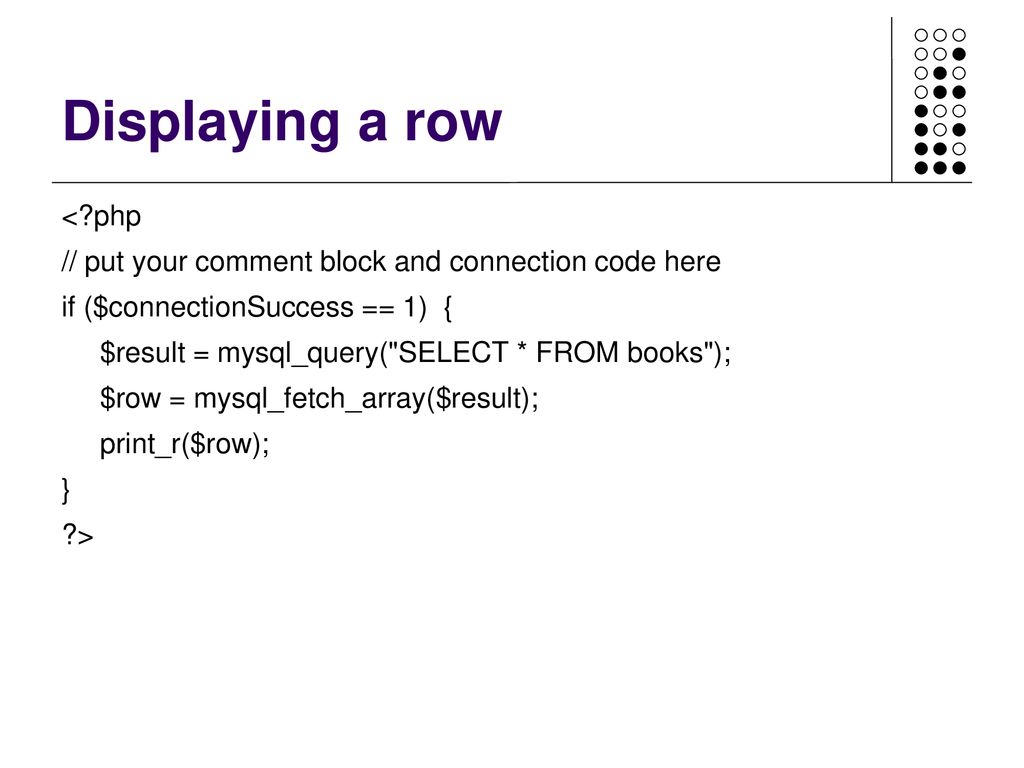 Php database basic selection fdsc module ppt download