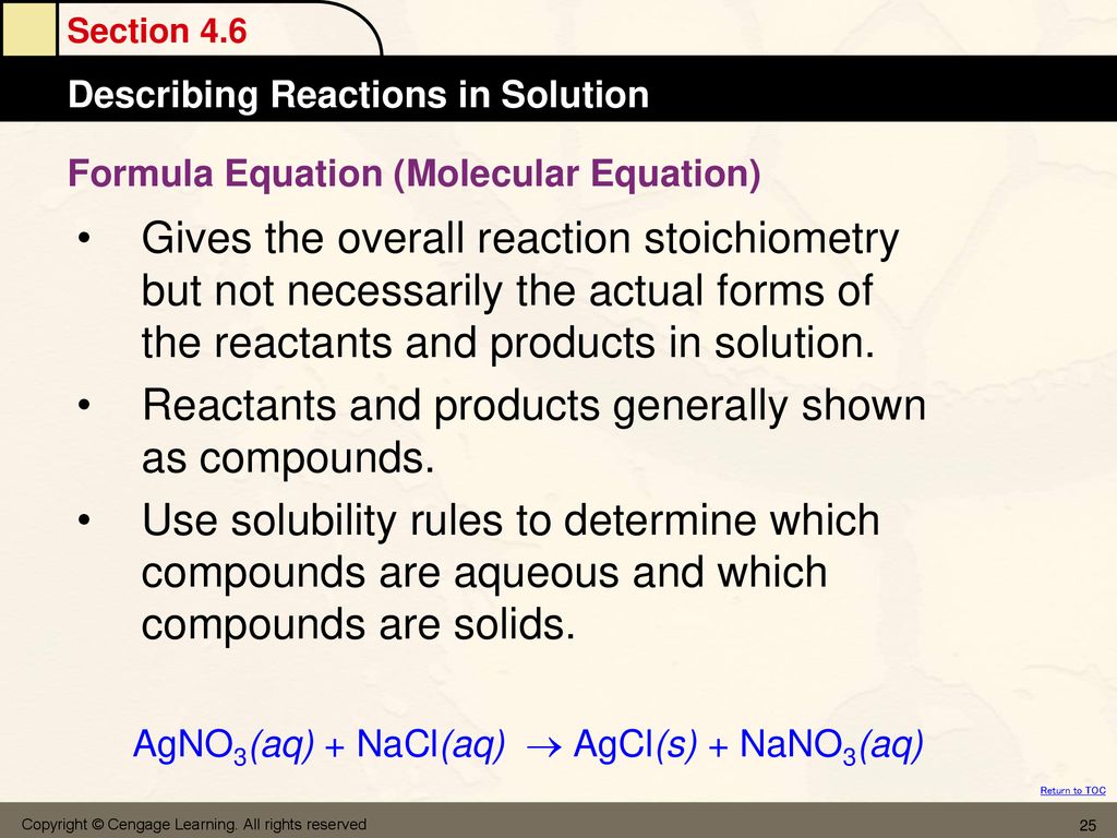 Formula Equation (Molecular Equation)