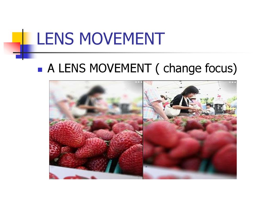 LENS MOVEMENT A LENS MOVEMENT ( change focus)