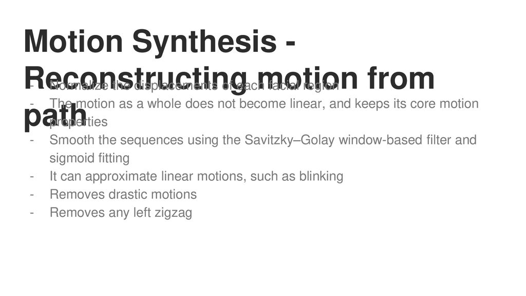 Motion Synthesis - Reconstructing motion from path