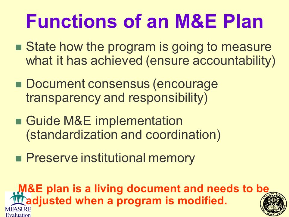Functions of an M&E Plan