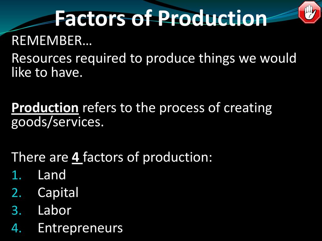 Factors of Production REMEMBER…