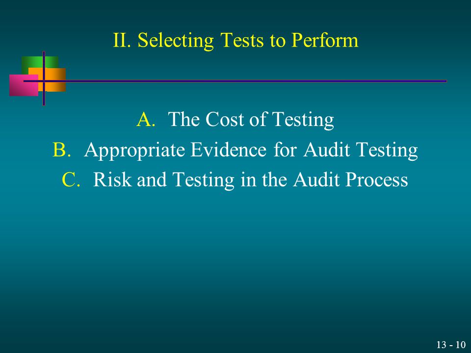 II. Selecting Tests to Perform