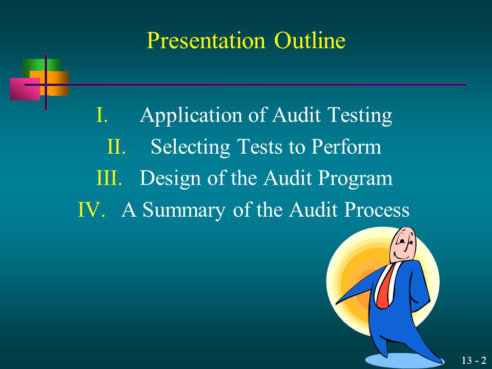 Presentation Outline Application of Audit Testing