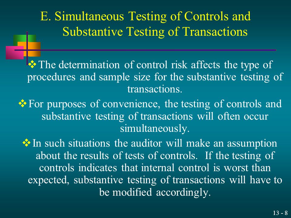 E. Simultaneous Testing of Controls and Substantive Testing of Transactions