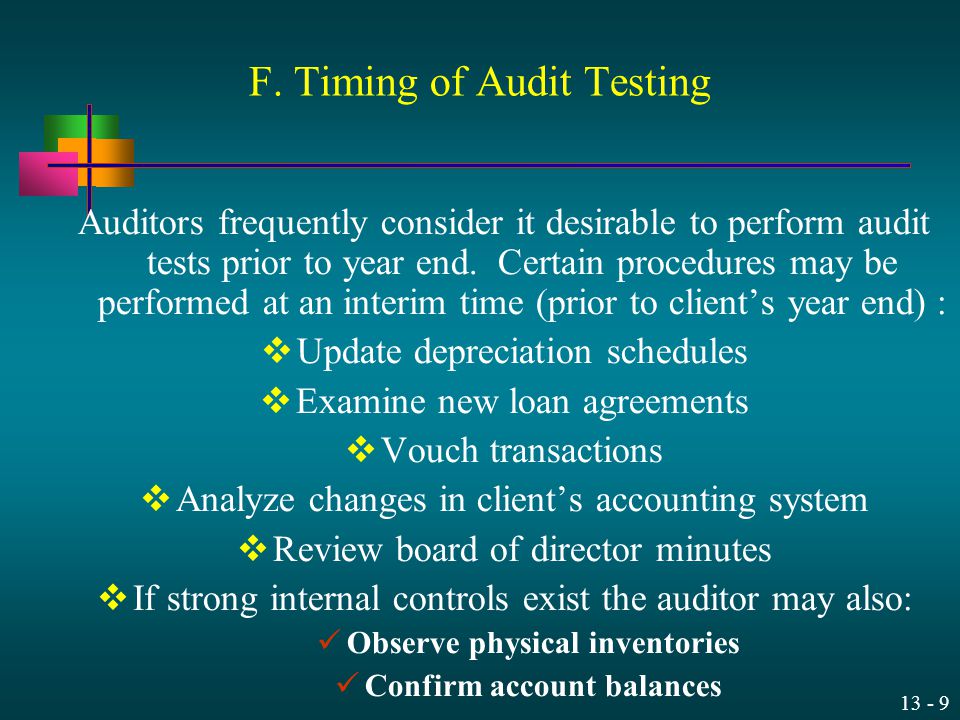 F. Timing of Audit Testing