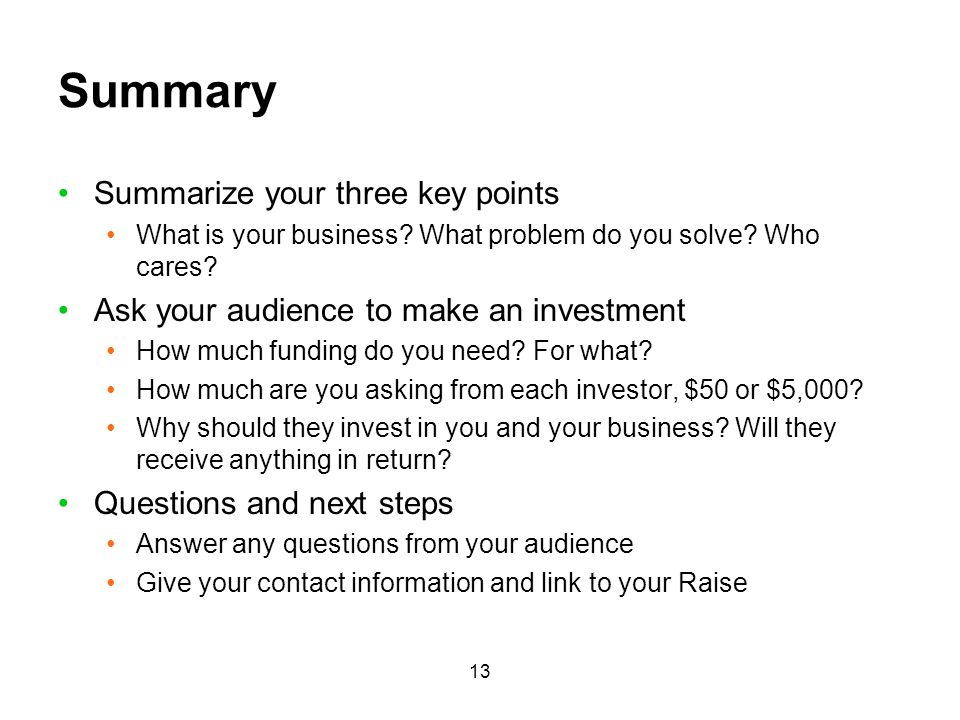 Summary Summarize your three key points