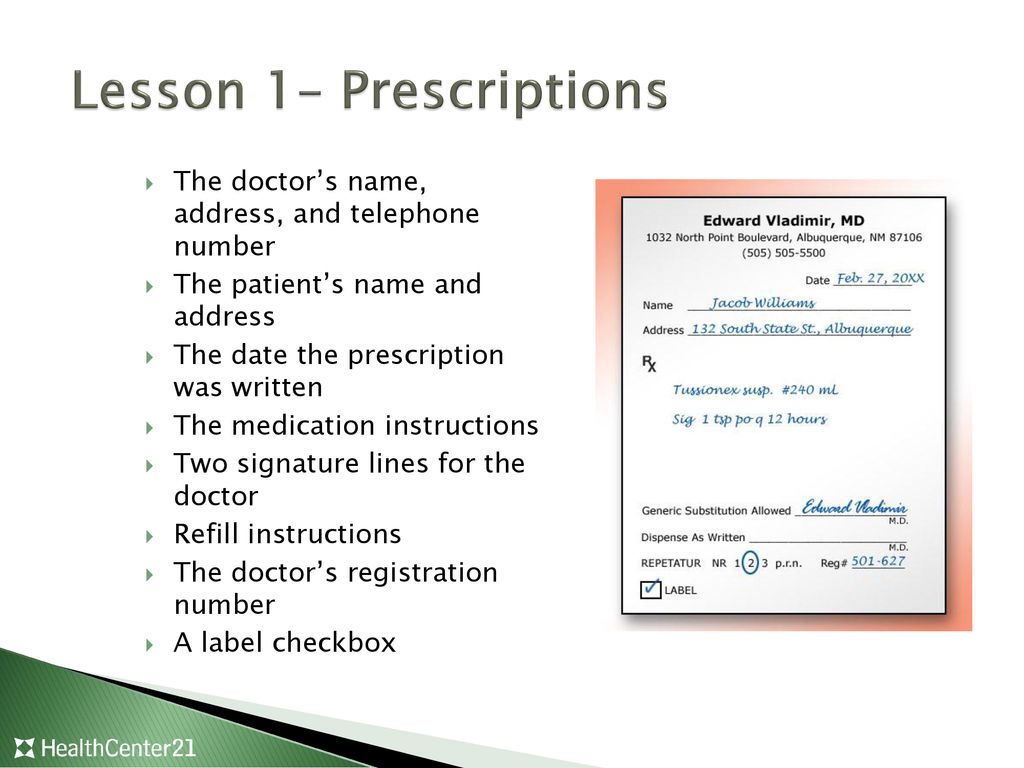 Lesson 9: Labels and Prescriptions - ppt download
