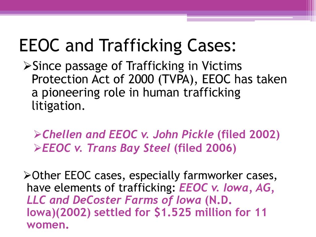 EEO LAWS A Too EEO Laws A tool to Protect Victims of Trafficking