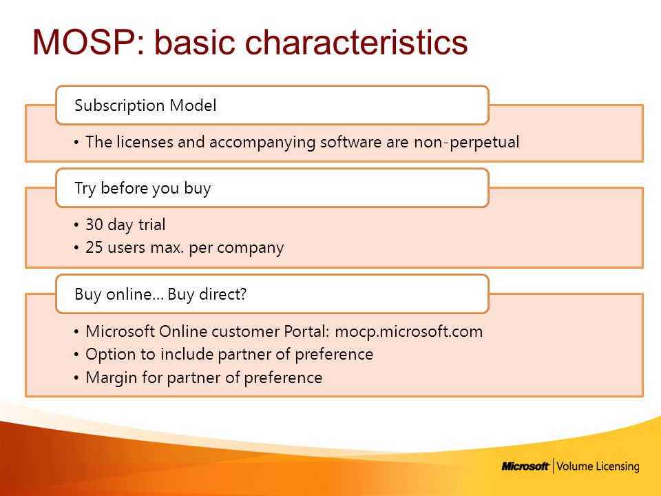 MOSP: basic characteristics