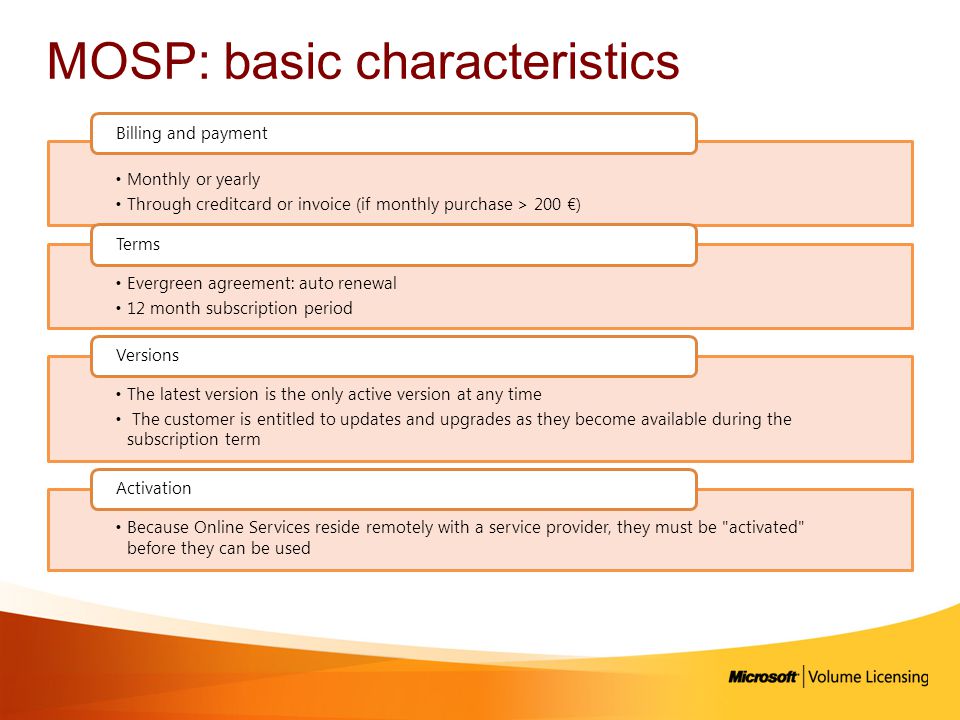 MOSP: basic characteristics
