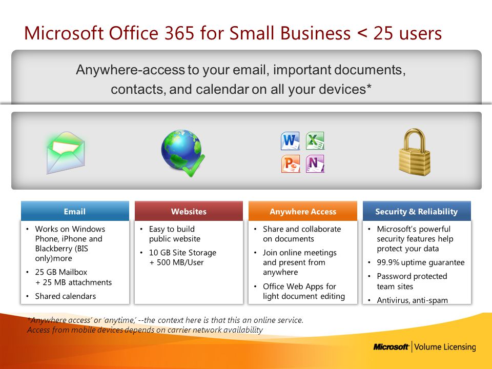 Microsoft Office 365 for Small Business ˂ 25 users