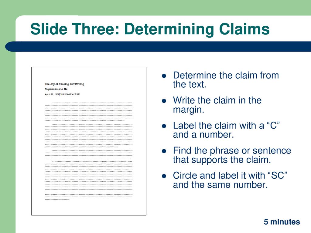 Slide Three: Determining Claims