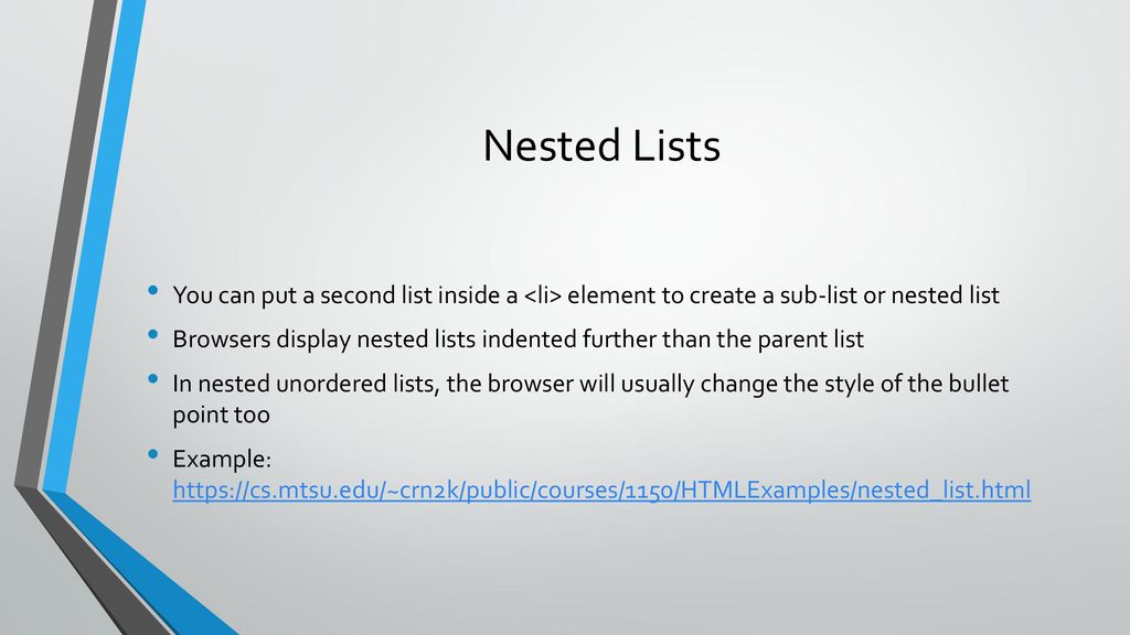 HTML Lists CS 1150 Spring ppt download