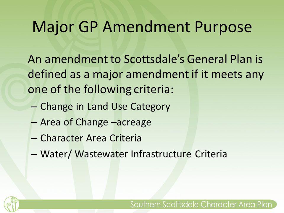 Major GP Amendment Purpose