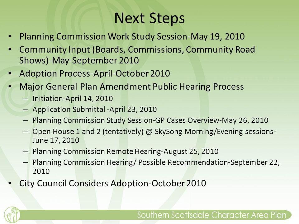 Next Steps Planning Commission Work Study Session-May 19, 2010