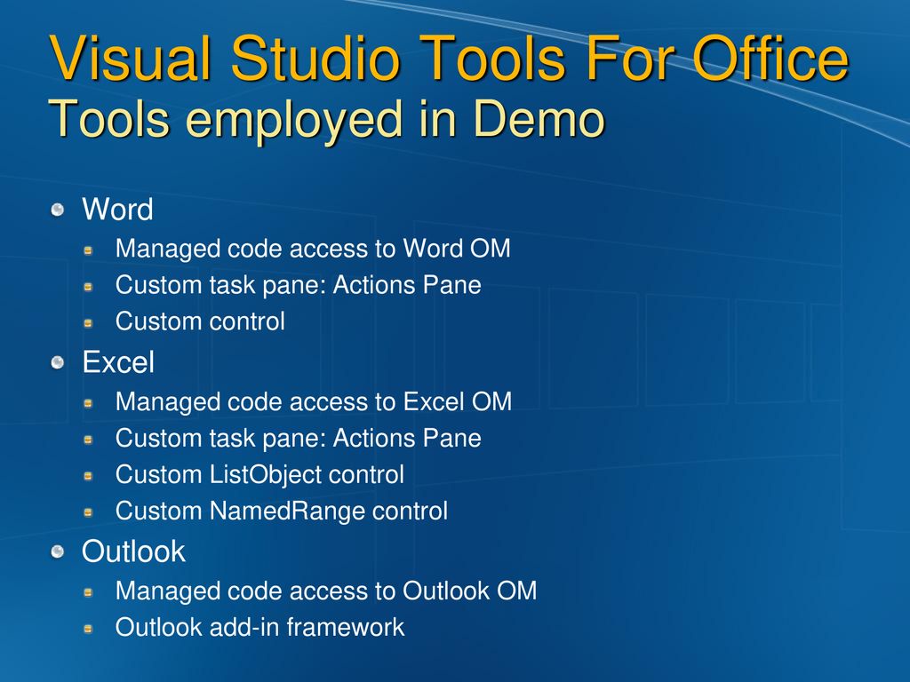 Visual studio 2005 tools for office creating a multi tier application