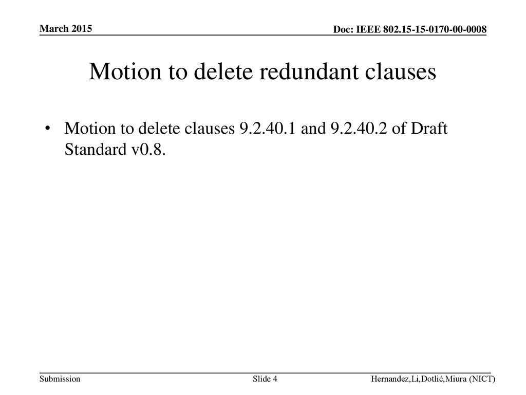 Motion to delete redundant clauses