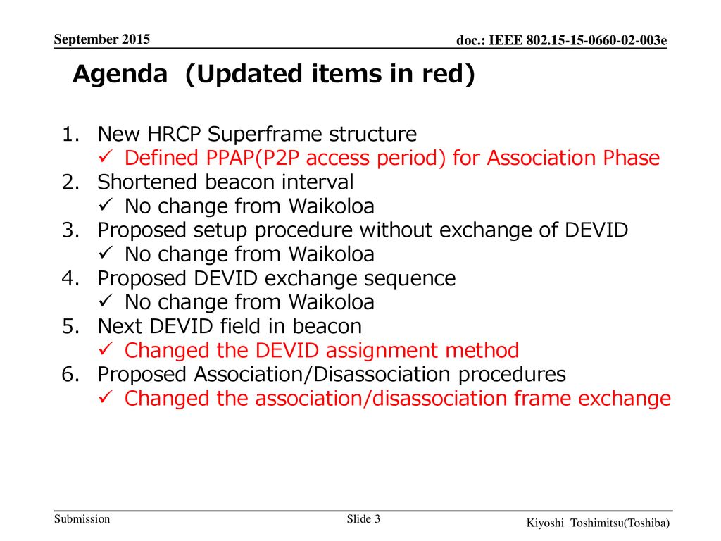 Agenda (Updated items in red)