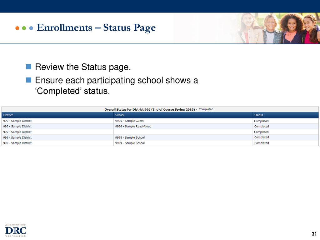 Enrollments – Status Page