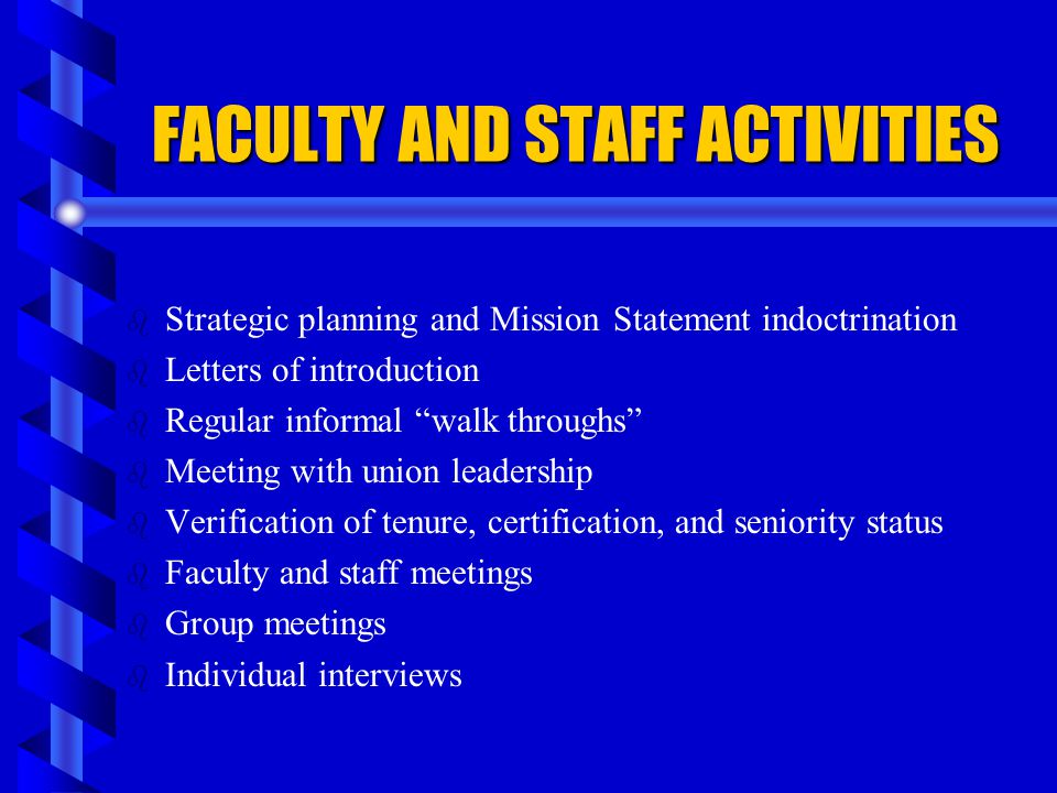 FACULTY AND STAFF ACTIVITIES