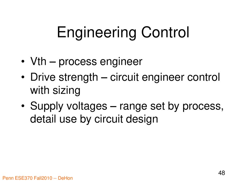 Engineering Control Vth – process engineer