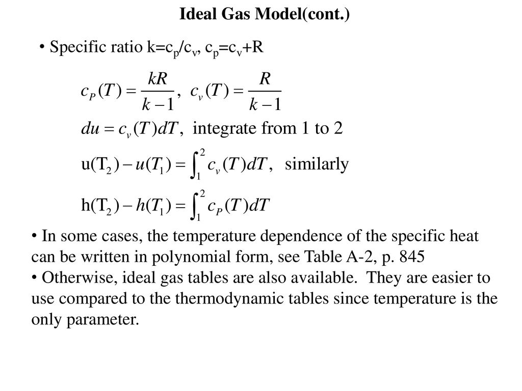 Ideal Gas Model For Many Gases The Ideal Gas Assumption Is Valid And The P V T Relationship Can Be Simplified By Using The Ideal Gas Equation Of State Ppt Download