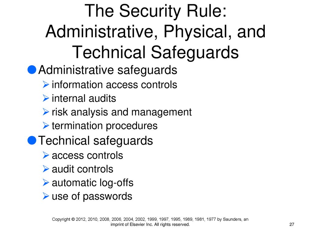 The Security Rule: Administrative, Physical, and Technical Safeguards