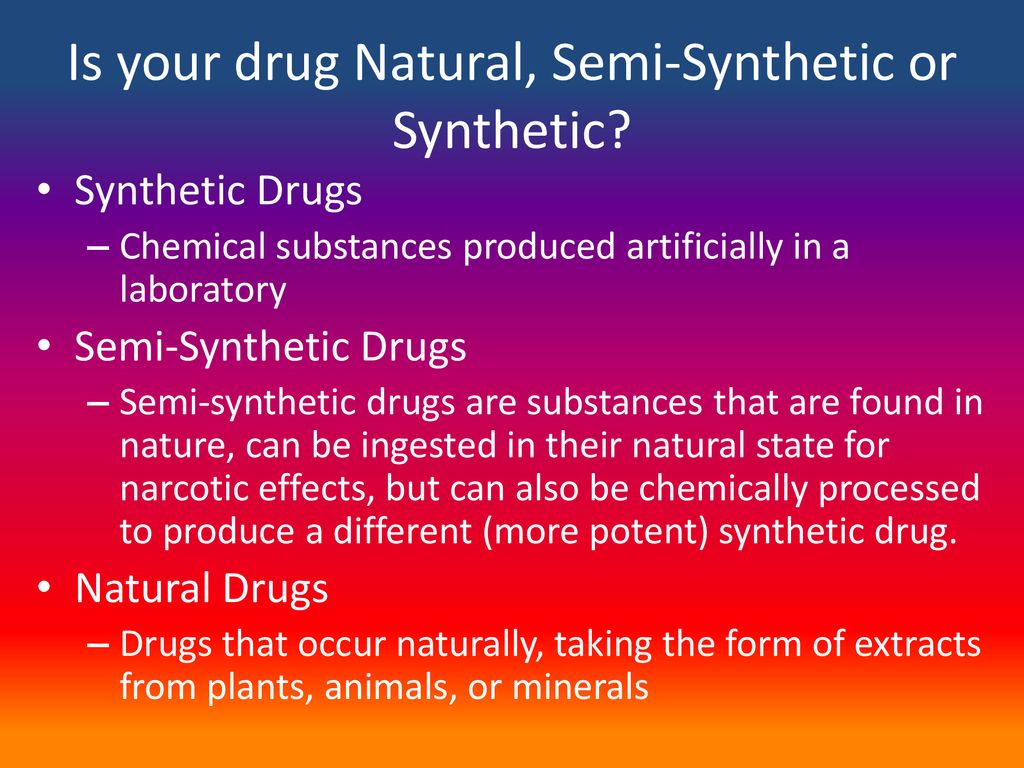 Is your drug Natural, Semi-Synthetic or Synthetic