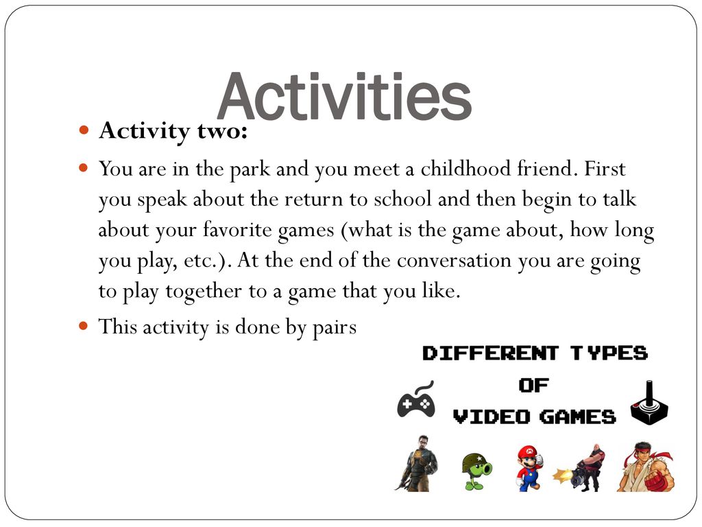 Activities Activity two: