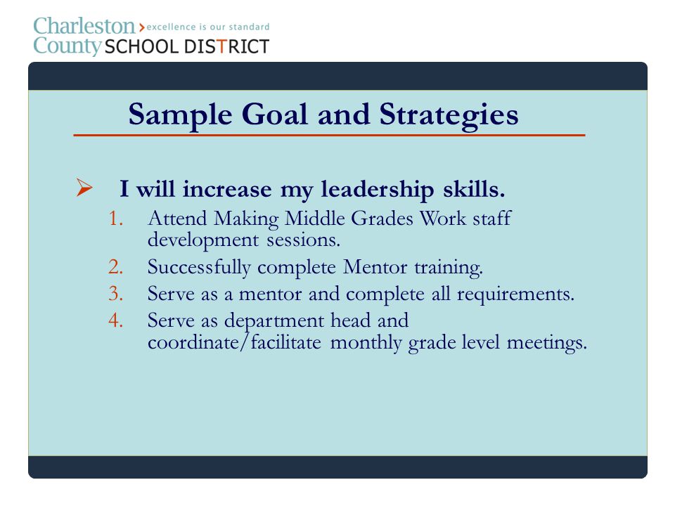 Sample Goal and Strategies