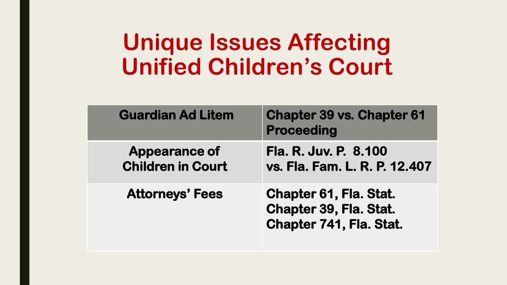 Unique Issues Affecting Unified Children’s Court