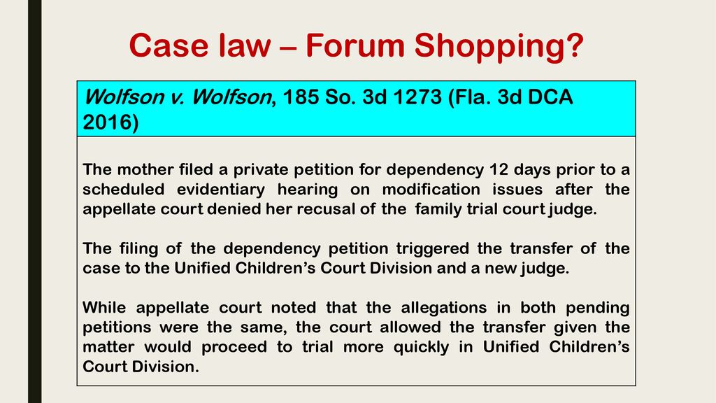 Case law – Forum Shopping