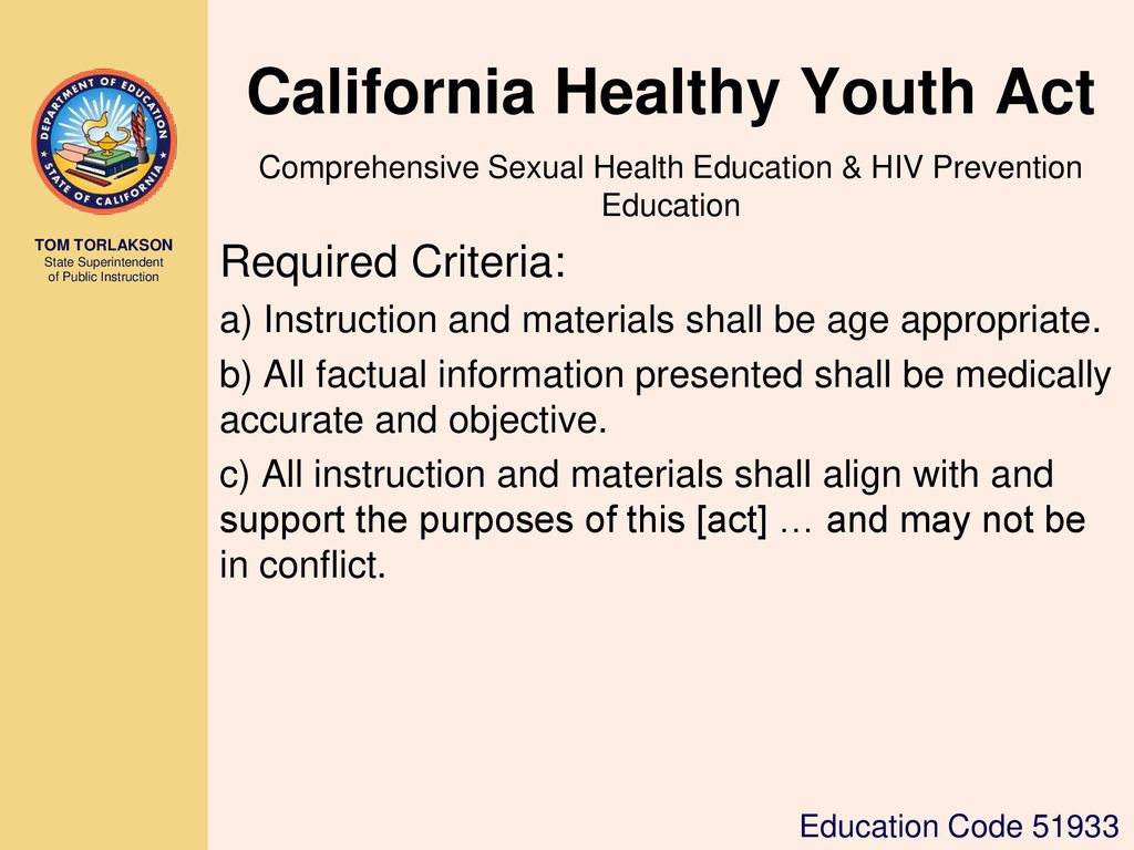 California Healthy Youth Act Comprehensive Sexual Health Education And Hiv Prevention Education 1118