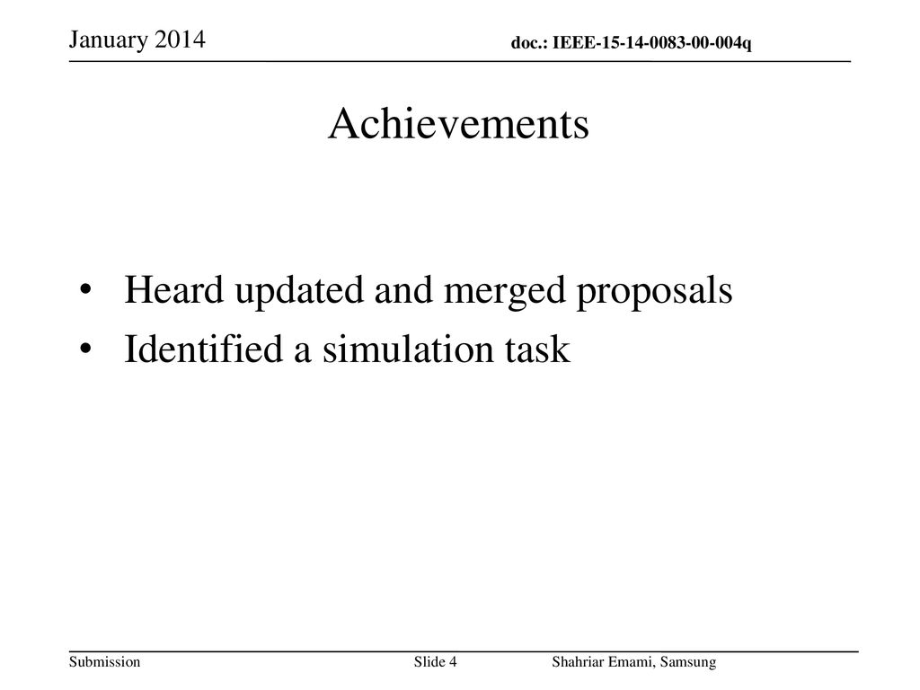 Achievements Heard updated and merged proposals
