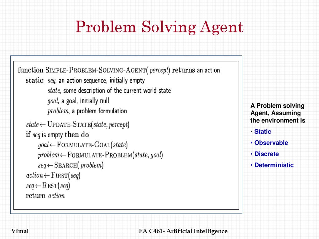 Ea c461 artificial intelligence problem solving agents ppt download