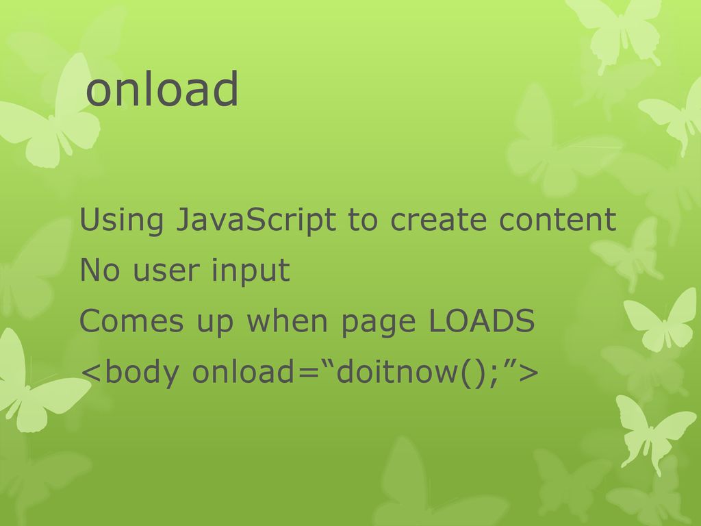JavaScript onLoad arrays - ppt download