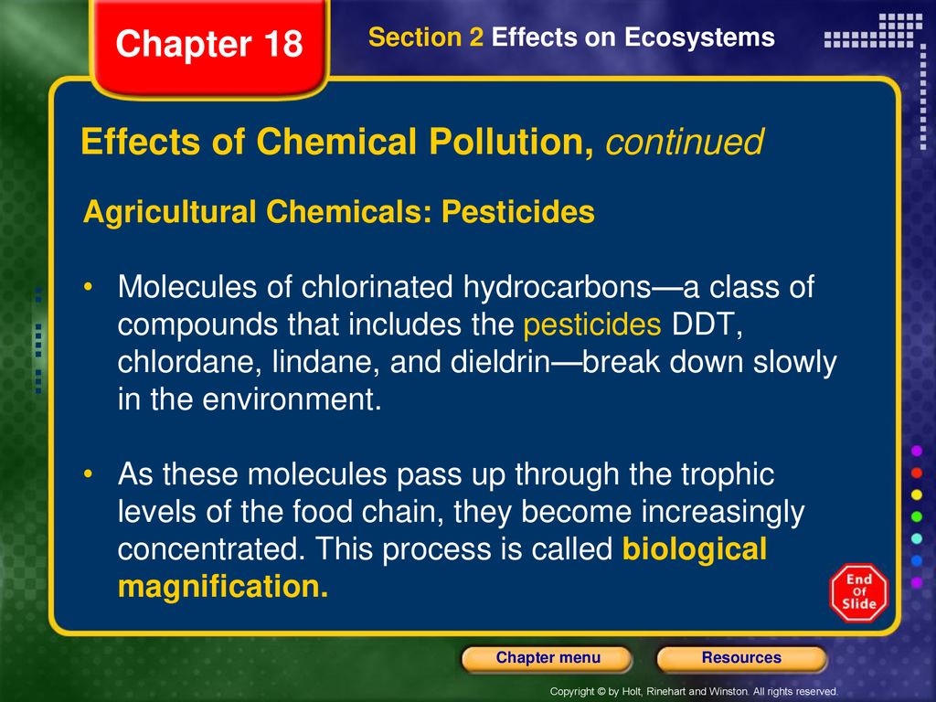 Effects of Chemical Pollution, continued