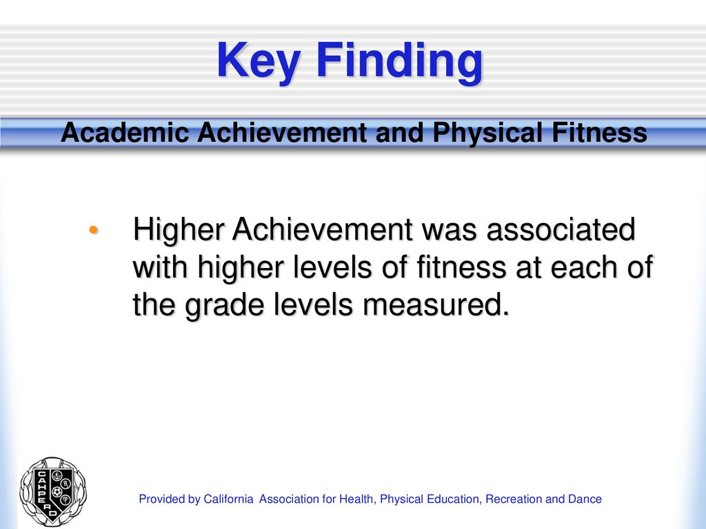 Key Finding Academic Achievement and Physical Fitness.