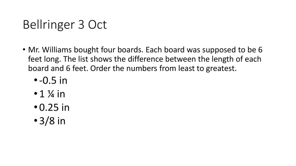 Bellringer 2 oct write the opposite and absolute value of each number