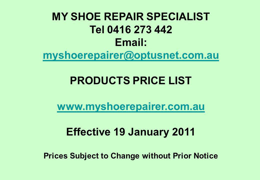 shoe repair price list
