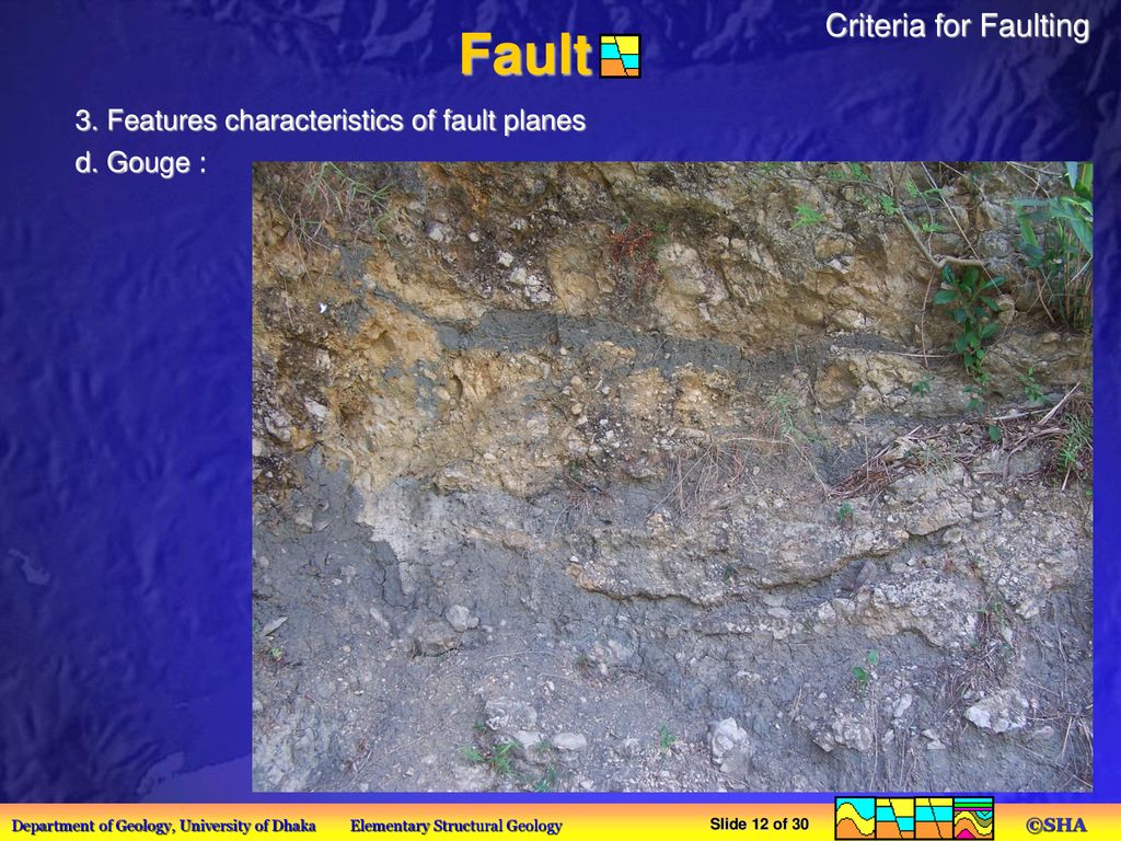 Criteria for Faulting 3. Features characteristics of fault planes