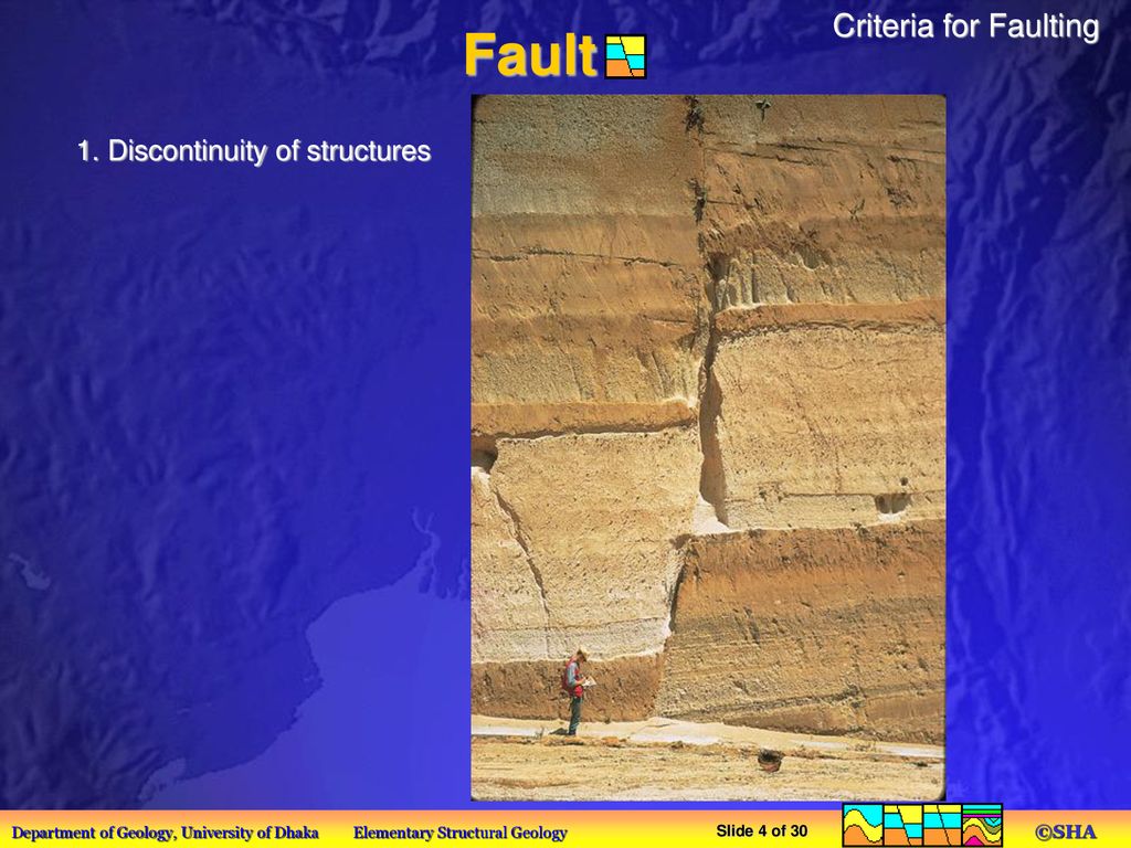 Criteria for Faulting 1. Discontinuity of structures