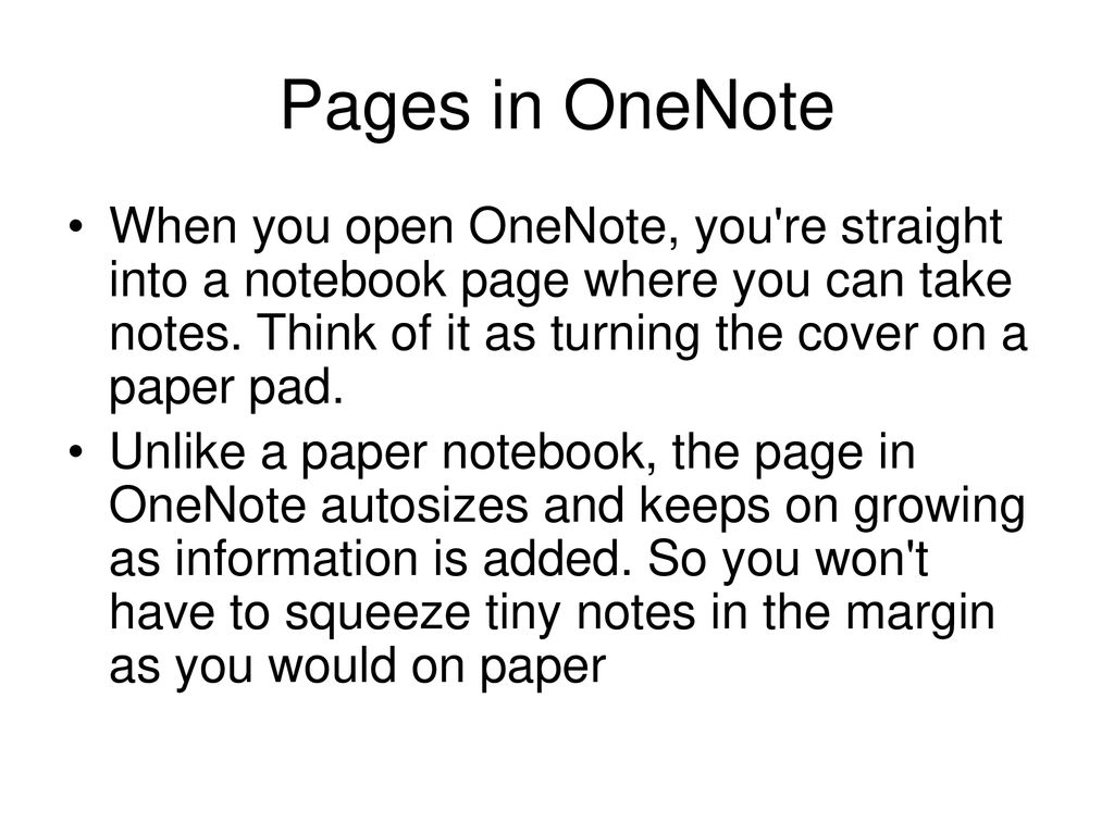 Pages in OneNote